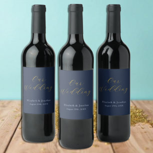 Étiquette Pour Bouteilles De Vin Mariage bleu opulent