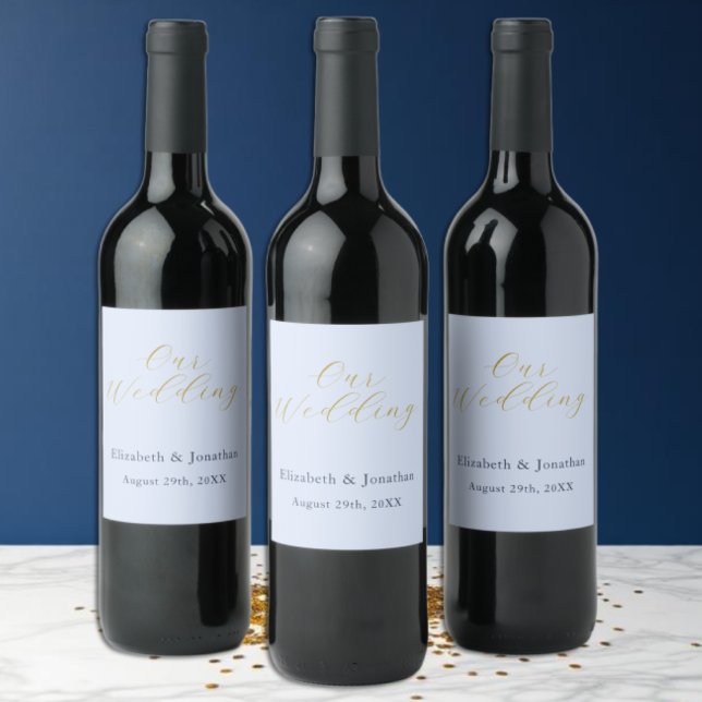 Étiquette Pour Bouteilles De Vin Mariage bleu opulent (Créateur téléchargé)