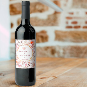 Étiquette Pour Bouteilles De Vin Mariage Bohème Champêtre Automnal Fleurs Sauvages