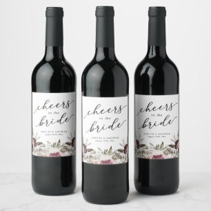 Étiquette Pour Bouteilles De Vin Mariage Bohème Floral en Bourgogne