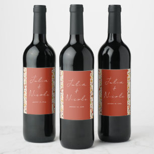 Étiquette Pour Bouteilles De Vin Mariage Bohème Floral Rustique Automne Chute de Ma