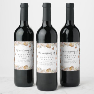 Étiquette Pour Bouteilles De Vin Mariage Bohème Neutre Rustique