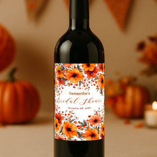 Étiquette Pour Bouteilles De Vin Mariage Bohème Rustique Fleurs Orange Baies Cadre