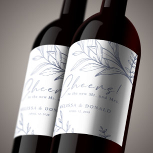 Étiquette Pour Bouteilles De Vin Mariage Boho de fleurs de périwinkle