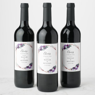 Étiquette Pour Bouteilles De Vin Mariage botanique Monsieur et Madame à fleurs viol