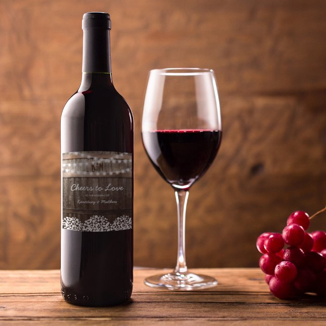 Étiquette Pour Bouteilles De Vin Mariage campagnard rustique encourage à l'amour (Créateur téléchargé)