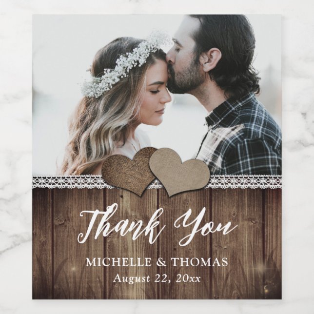 Étiquette Pour Bouteilles De Vin Mariage campagnard Rustique Photo Vin Bottes Étiqu (Étiquettes simples)