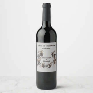 Étiquette Pour Bouteilles De Vin Mariage Célébration Vintage vignes de raisins Élég