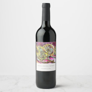 Étiquette Pour Bouteilles De Vin Mariage Champêtre Minimaliste Jaune Rose Tournesol