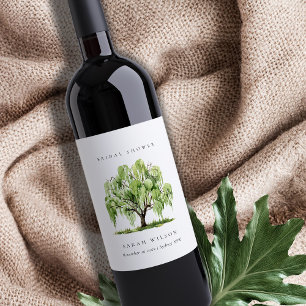 Étiquette Pour Bouteilles De Vin Mariage Champêtre sous les Saules dans un Décor Aq