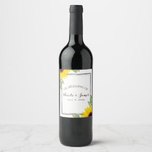 Étiquette Pour Bouteilles De Vin Mariage Chic Blanc Tournesols Fête de Mariage