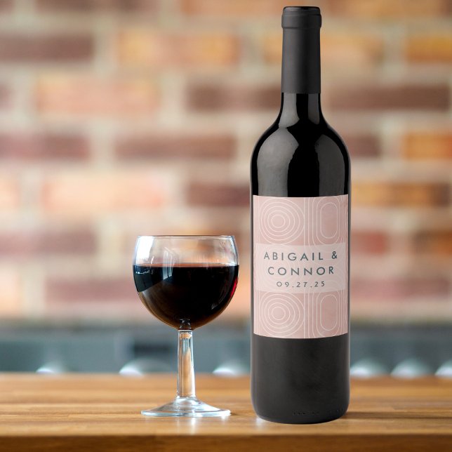 Étiquette Pour Bouteilles De Vin Mariage chic de pêche Ovales et cercles (Créateur téléchargé)