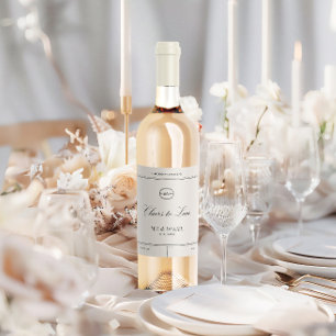 Étiquette Pour Bouteilles De Vin Mariage classique élégant
