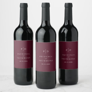 Étiquette Pour Bouteilles De Vin Mariage Classique Élégant Bourgogne Profond