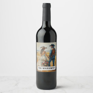 Étiquette Pour Bouteilles De Vin Mariage Country Western Aquarelle
