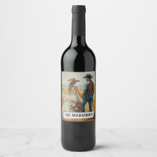 Étiquette Pour Bouteilles De Vin Mariage Country Western Aquarelle
