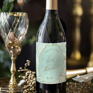 Étiquette Pour Bouteilles De Vin Mariage d'agrégation Abstrait Merci V1 Mint ID827