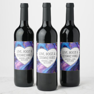 Étiquette Pour Bouteilles De Vin Mariage d'amour personnalisé, de booze et de vibra