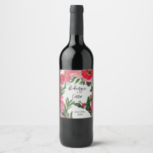 Étiquette Pour Bouteilles De Vin Mariage d'anémone aquarelle