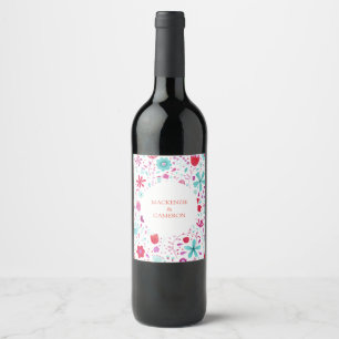 Étiquette Pour Bouteilles De Vin Mariage d'aquarelle florale