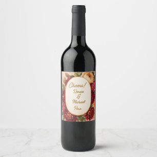 Étiquette Pour Bouteilles De Vin Mariage d'aquarelle florale de Bourgogne