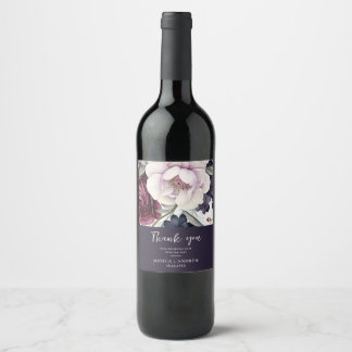Étiquette Pour Bouteilles De Vin Mariage d'aquarelle florale de prune bordeaux