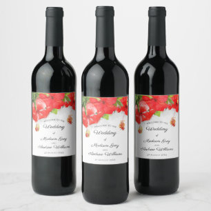 Étiquette Pour Bouteilles De Vin Mariage d'art Exotique Rouge Hibiscus