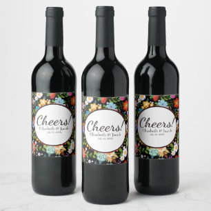 Étiquette Pour Bouteilles De Vin Mariage d'art populaire mexicain