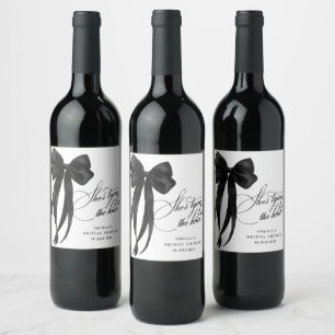 Étiquette Pour Bouteilles De Vin Mariage de Black Bow, la mariée noue le nœud, Show