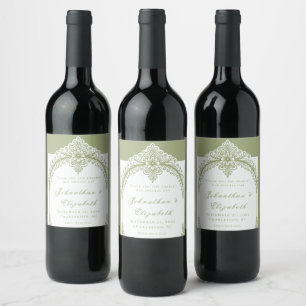 Étiquette Pour Bouteilles De Vin Mariage de cadre à la française vert olive
