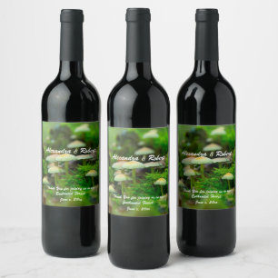 Étiquette Pour Bouteilles De Vin Mariage de champignons forestiers enchantés