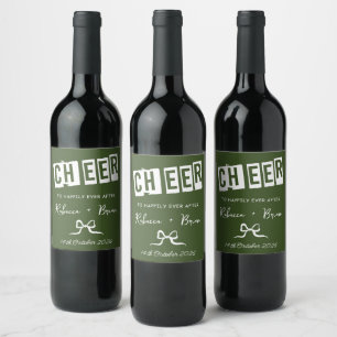 Étiquette Pour Bouteilles De Vin Mariage de croquis de fond blanc et vert