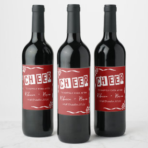 Étiquette Pour Bouteilles De Vin Mariage de croquis de fond de la main rouge et bla