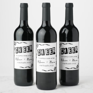 Étiquette Pour Bouteilles De Vin Mariage de croquis noir et blanc