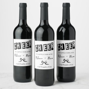 Étiquette Pour Bouteilles De Vin Mariage de croquis noir et blanc