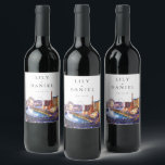 Étiquette Pour Bouteilles De Vin Mariage de destination à Las Vegas Nevada aquarell<br><div class="desc">Ces étiquettes de boissons de mariage aquarelle élégantes de Las Vegas peuvent être personnalisées avec vos informations en typographie moderne. Conçues par Thisisnotme©</div>