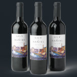 Étiquette Pour Bouteilles De Vin Mariage de destination à Las Vegas Nevada aquarell<br><div class="desc">Ces étiquettes de boissons de mariage aquarelle élégantes de Las Vegas peuvent être personnalisées avec vos informations en typographie moderne. Conçues par Thisisnotme©</div>
