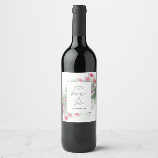 Étiquette Pour Bouteilles De Vin Mariage de destination tropicale (Devant)