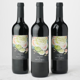Étiquette Pour Bouteilles De Vin Mariage de fleurs d'aquarelle