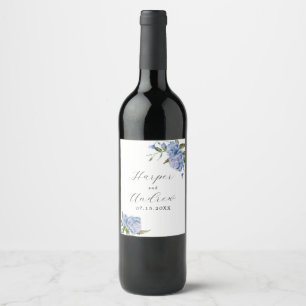 Étiquette Pour Bouteilles De Vin Mariage de fleurs de printemps bleues