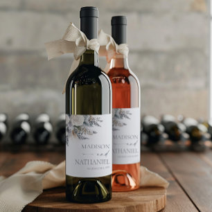 Étiquette Pour Bouteilles De Vin Mariage de jardin de fleurs florales de rose blanc