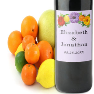 Étiquette Pour Bouteilles De Vin Mariage de jardin floral de agrumes
