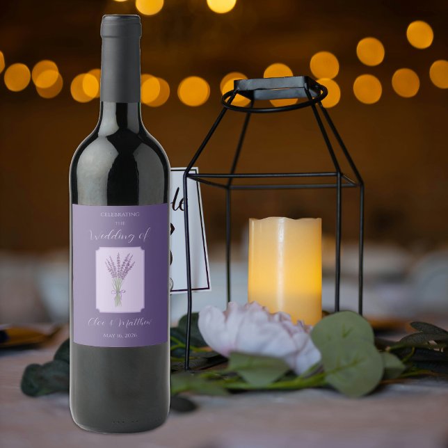 Étiquette Pour Bouteilles De Vin Mariage de Merci de lavande (Créateur téléchargé)