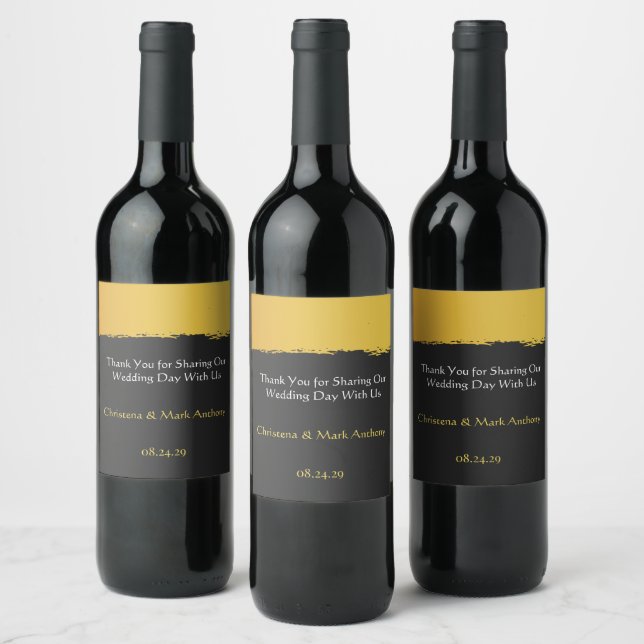 Étiquette Pour Bouteilles De Vin Mariage de Minuit en Or (Bouteilles)