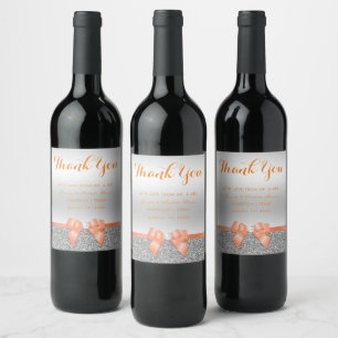 Étiquette Pour Bouteilles De Vin Mariage de Parties scintillant romantique à corail