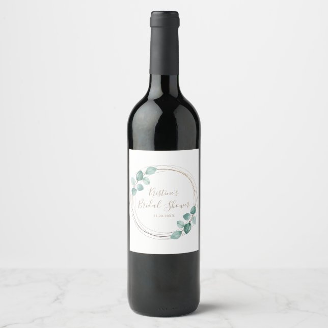 Étiquette Pour Bouteilles De Vin Mariage de script de café Eucalyptus moderne (Devant)