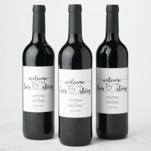 Étiquette Pour Bouteilles De Vin Mariage de script simple 'notre histoire d'amour'