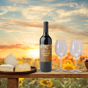 Étiquette Pour Bouteilles De Vin Mariage de suspension en bois rustique Mason Jar