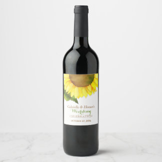 Étiquette Pour Bouteilles De Vin Mariage de tournesol de campagne