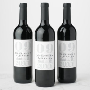 Étiquette Pour Bouteilles De Vin Mariage de type Gras minimaliste blanc